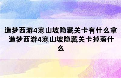 造梦西游4寒山坡隐藏关卡有什么拿 造梦西游4寒山坡隐藏关卡掉落什么